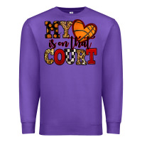Purple my heart is on that court basketball red and black Premium Sweatshirt - NancyCooperArtShop