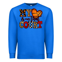 True Royal my heart is on that court basketball red and black Premium Sweatshirt - NancyCooperArtShop