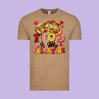 Food Is My Valentine Vintage Tee Designed By Fadigitalartstudio