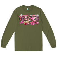 Army Green breast cancer teacher Long Sleeve Tee - Artiststas