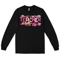 Black breast cancer teacher Long Sleeve Tee - Artiststas