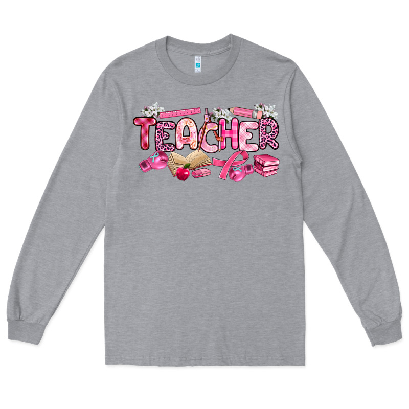 Breast Cancer Teacher Long Sleeve Tee by Artiststas | Teevron