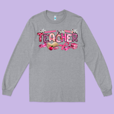 Breast Cancer Teacher Long Sleeve Tee Designed By Artiststas