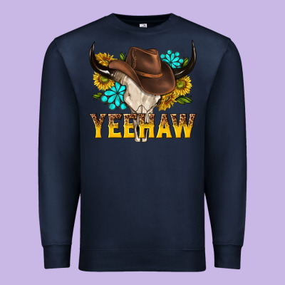Yeehaw Bull Skull Premium Sweatshirt Designed By Nancycooperartshop