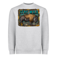 Heather Grey stay wild aztec bison Heavyweight Sweatshirt - RanaPortraitStore