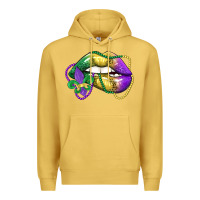 Antique Gold mardi gras lips Premium Hoodie - LillyAllenDesigns