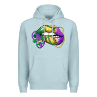 Blue Mist mardi gras lips Premium Hoodie - LillyAllenDesigns