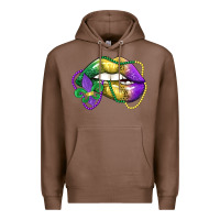 Chestnut mardi gras lips Premium Hoodie - LillyAllenDesigns