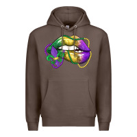 Coffee mardi gras lips Premium Hoodie - LillyAllenDesigns