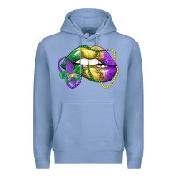 Colony Blue mardi gras lips Premium Hoodie - LillyAllenDesigns