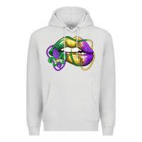 Dove Grey mardi gras lips Premium Hoodie - LillyAllenDesigns