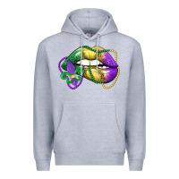 Heather Grey mardi gras lips Premium Hoodie - LillyAllenDesigns