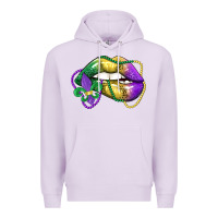 Lilac mardi gras lips Premium Hoodie - LillyAllenDesigns