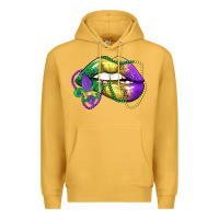 Mustard mardi gras lips Premium Hoodie - LillyAllenDesigns