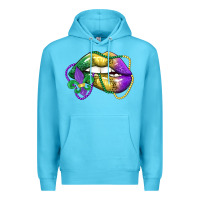 Ocean Blue mardi gras lips Premium Hoodie - LillyAllenDesigns