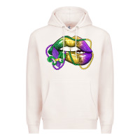 Pale Pink mardi gras lips Premium Hoodie - LillyAllenDesigns
