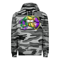 Slate Camo mardi gras lips Premium Hoodie - LillyAllenDesigns