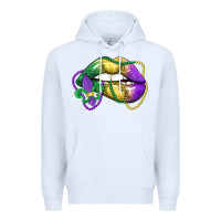 White mardi gras lips Premium Hoodie - LillyAllenDesigns