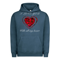 Pigment Midnight Navy I love you with all my heart Urban Hoodie - Bettercallsaul