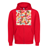 Red back to school seamless pattern 4 (3600x3600) Zipper Hoodie - AdoDesignShop