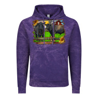 Cloud Purple black angus cattle and bull in barnyard Vintage Hoodie - RanaPortraitStore