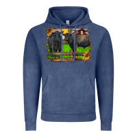 Vintage Denim black angus cattle and bull in barnyard Vintage Hoodie - RanaPortraitStore