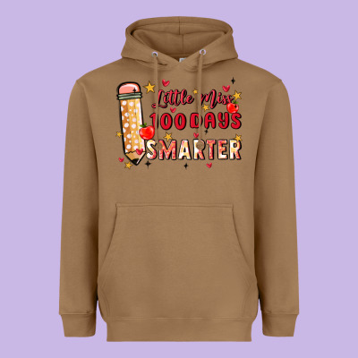 Little Miss 100 Days Smarter Heavyweight Hoodie Designed By Maliassmallbusiness