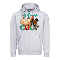 Heather Grey welcome to our coop Zipper Hoodie - Artiststas