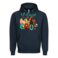 Navy welcome to our coop Zipper Hoodie - Artiststas