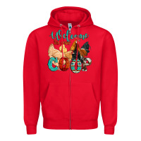 Red welcome to our coop Zipper Hoodie - Artiststas