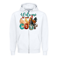 White welcome to our coop Zipper Hoodie - Artiststas