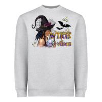 Heather Grey Black Witch Vibes Heavyweight Sweatshirt - texasbilliewilder