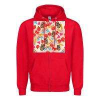 Red back to school seamless pattern 5 (3600x3600) Zipper Hoodie - AdoDesignShop
