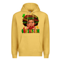 Antique Gold god says i am juneteenth kid Premium Hoodie - LillyAllenDesigns