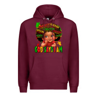 Burgundy god says i am juneteenth kid Premium Hoodie - LillyAllenDesigns