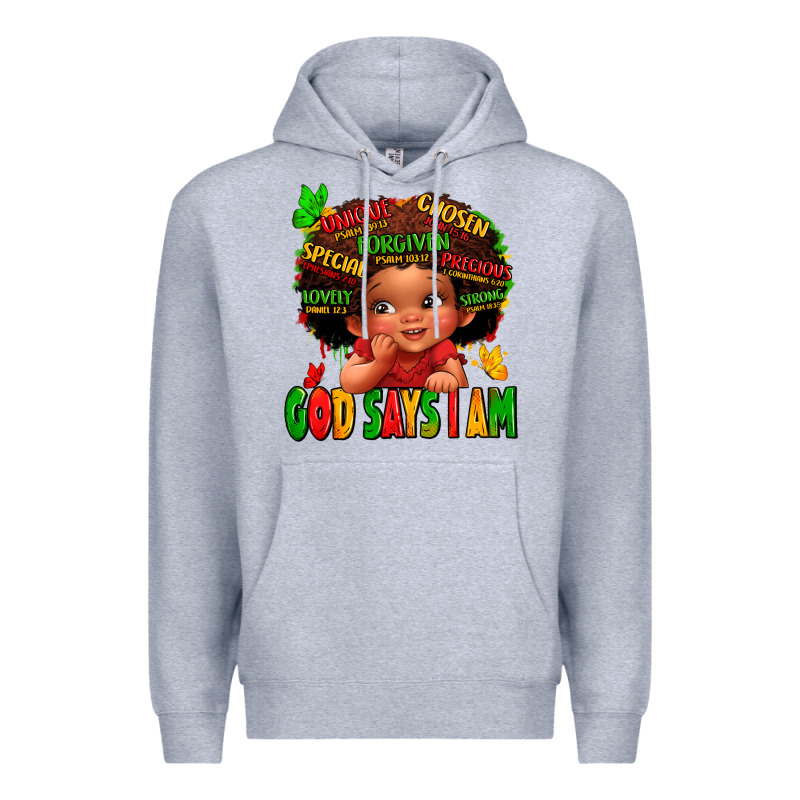 God Says I Am Juneteenth Kid Premium Hoodie by LillyAllenDesigns | Teevron