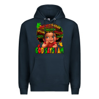 Navy god says i am juneteenth kid Premium Hoodie - LillyAllenDesigns