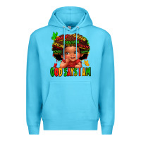 Ocean Blue god says i am juneteenth kid Premium Hoodie - LillyAllenDesigns