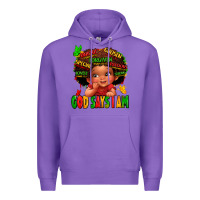 Purple god says i am juneteenth kid Premium Hoodie - LillyAllenDesigns