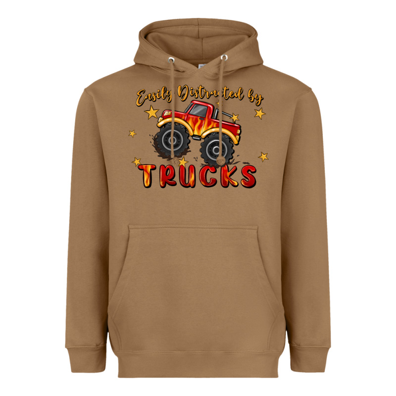 Easily Distracted By Trucks Heavyweight Hoodie by MaliasSmallBusiness | Teevron