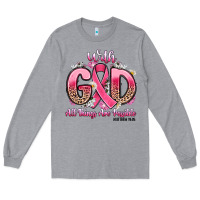 Heather Grey breast cancer with god all things are possible Long Sleeve Tee - Artiststas