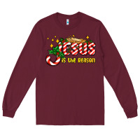 Burgundy jesus is the reason with christmas candy ado Long Sleeve Tee - AdoDesignShop