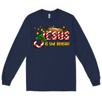 Navy jesus is the reason with christmas candy ado Long Sleeve Tee - AdoDesignShop