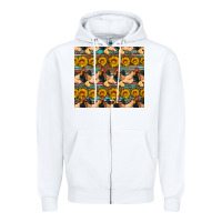 White seamless poultry farm sunflowers chicken coop tumbler Zipper Hoodie - Artiststas