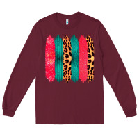 Burgundy Colored Leopard and Wood Patterned Western Brush Strokes Long Sleeve Tee - Bettercallsaul