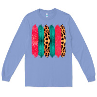 Colony Blue Colored Leopard and Wood Patterned Western Brush Strokes Long Sleeve Tee - Bettercallsaul