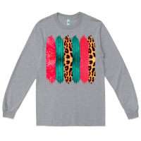 Heather Grey Colored Leopard and Wood Patterned Western Brush Strokes Long Sleeve Tee - Bettercallsaul