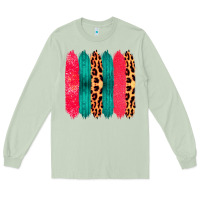 Matcha Colored Leopard and Wood Patterned Western Brush Strokes Long Sleeve Tee - Bettercallsaul