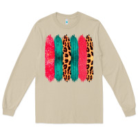 Mushroom Colored Leopard and Wood Patterned Western Brush Strokes Long Sleeve Tee - Bettercallsaul