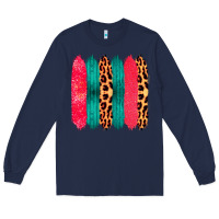 Navy Colored Leopard and Wood Patterned Western Brush Strokes Long Sleeve Tee - Bettercallsaul